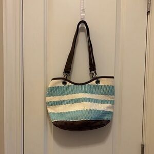 Thirty-One Striped Brown and Teal Women's Bag